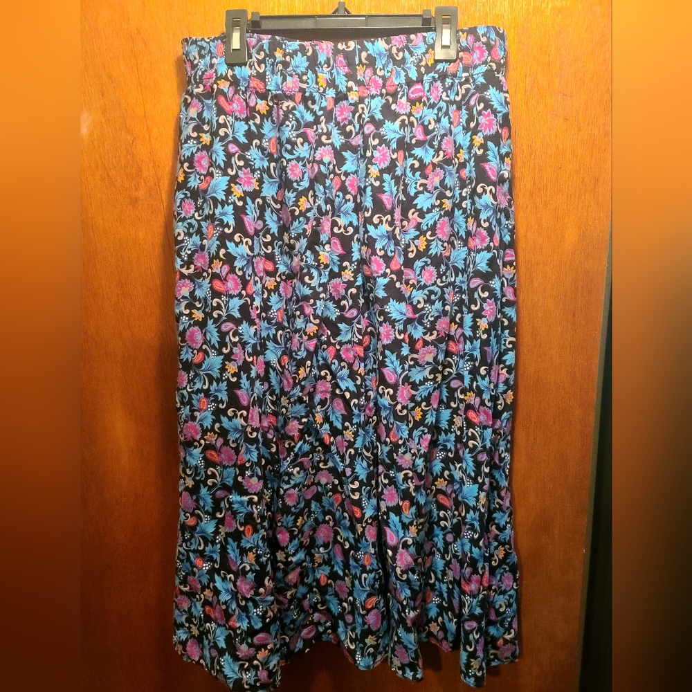 Sheridan Square teal floral midi/maxi skirt sz4 - Picture 2 of 6